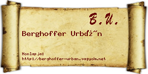 Berghoffer Urbán névjegykártya